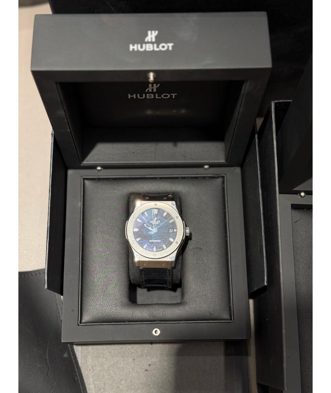 HUBLOT Черные часы из экзотической кожи, фото 6