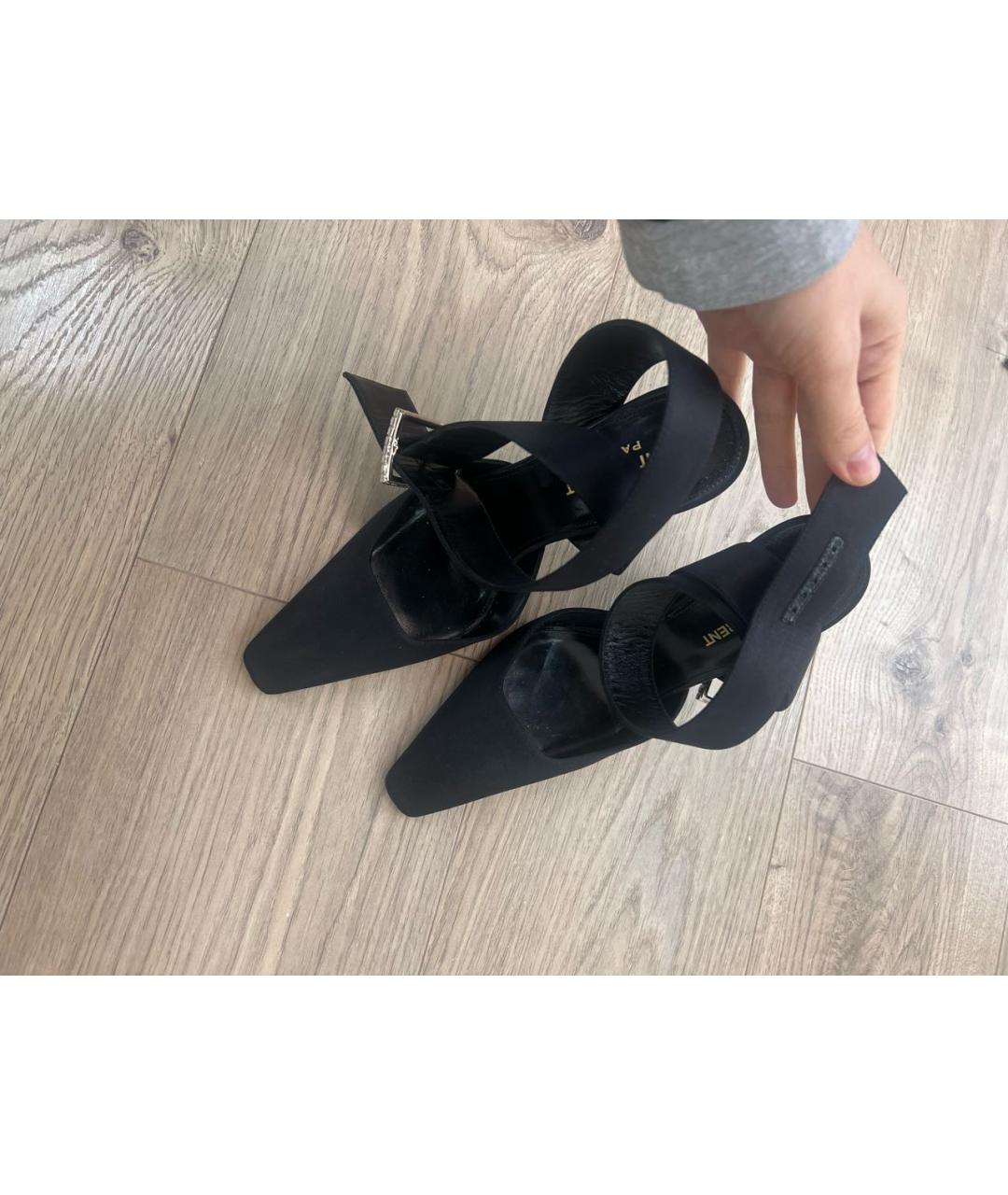 SAINT LAURENT Черные текстильные туфли, фото 3