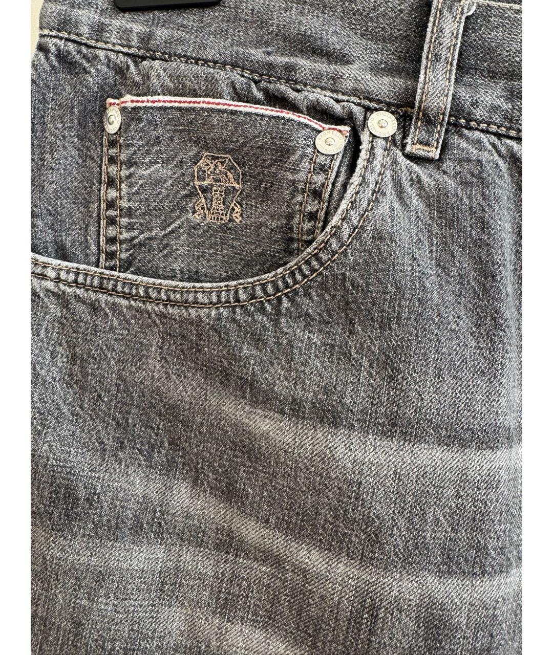 BRUNELLO CUCINELLI Серые хлопковые джинсы скинни, фото 4