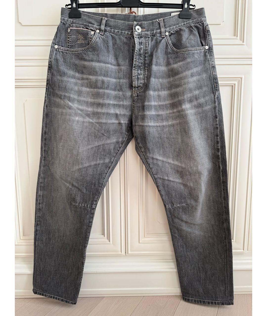 BRUNELLO CUCINELLI Серые хлопковые джинсы скинни, фото 9
