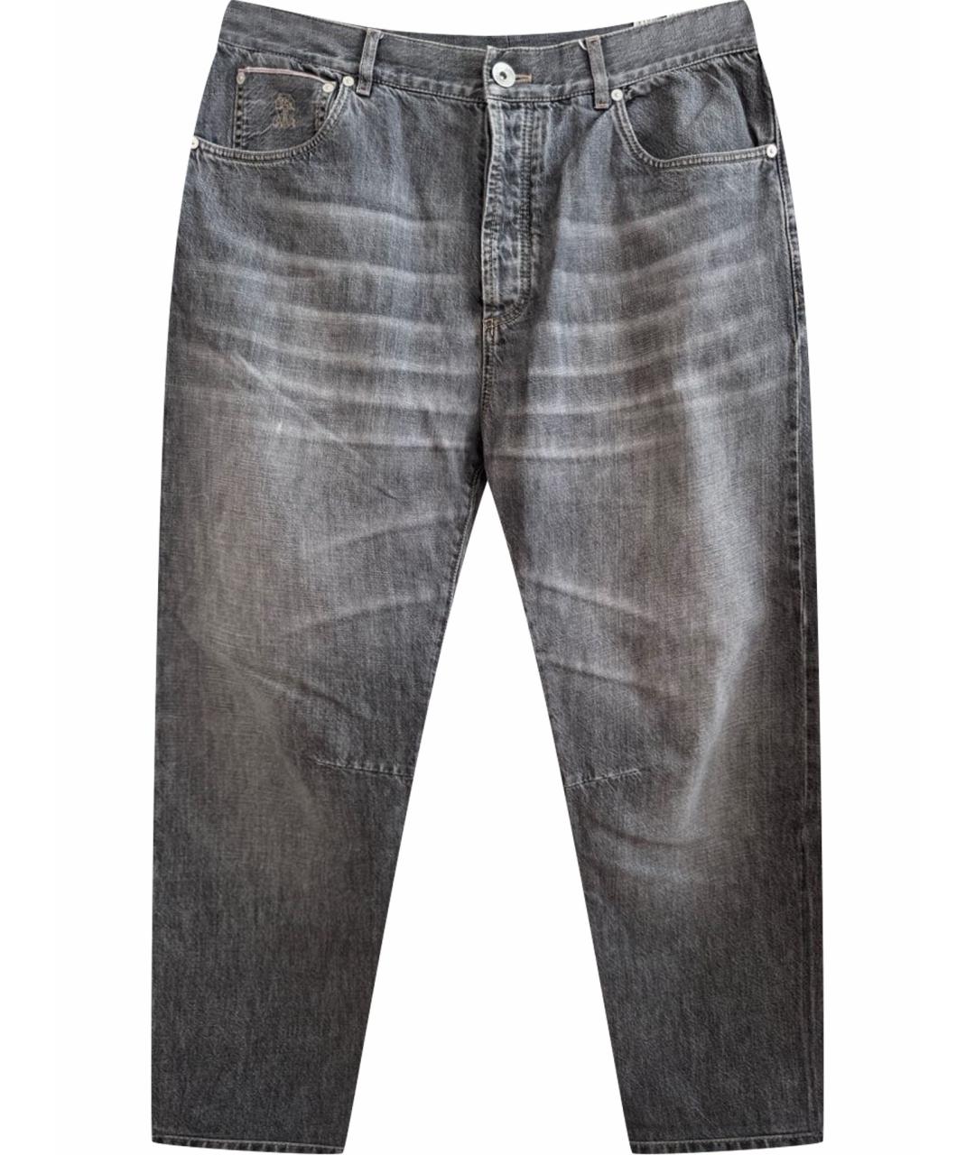 BRUNELLO CUCINELLI Серые хлопковые джинсы скинни, фото 1
