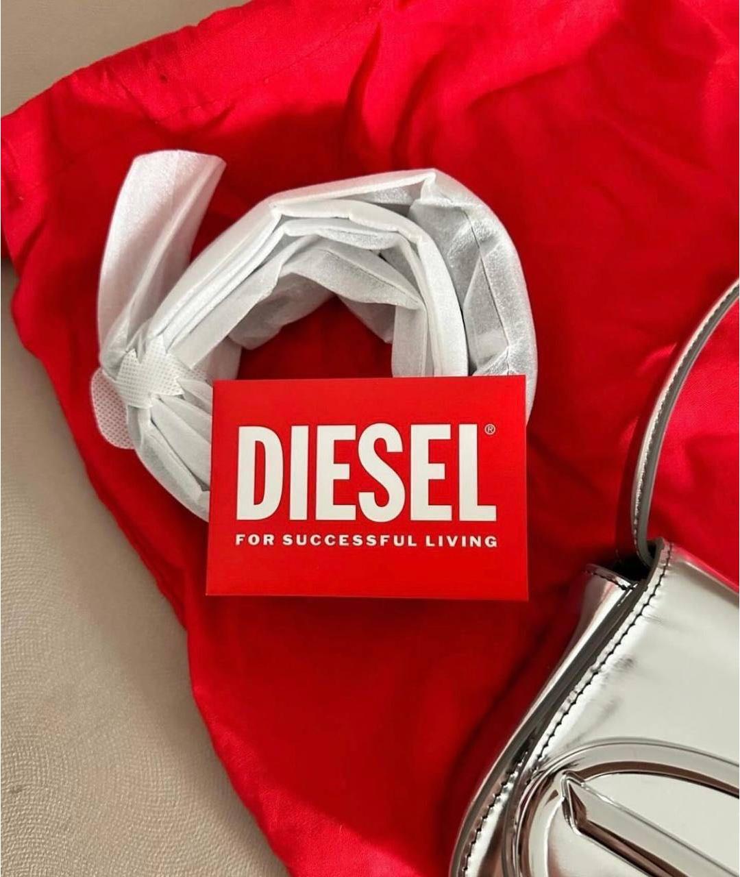 DIESEL Серебряная кожаная сумка с короткими ручками, фото 3
