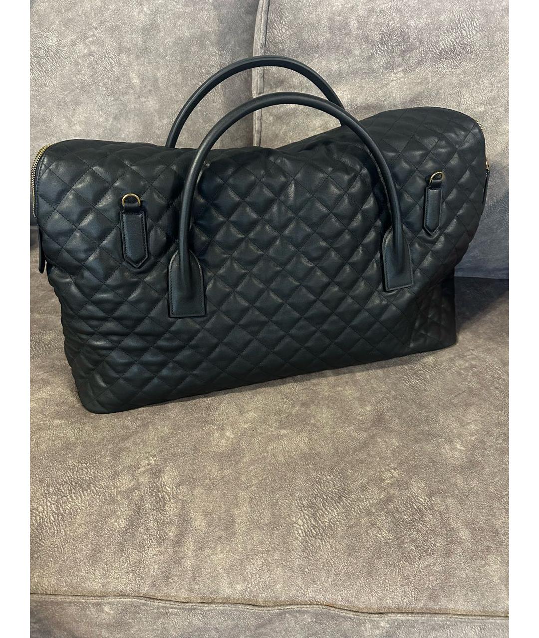 SAINT LAURENT Черная кожаная дорожная/спортивная сумка, фото 3