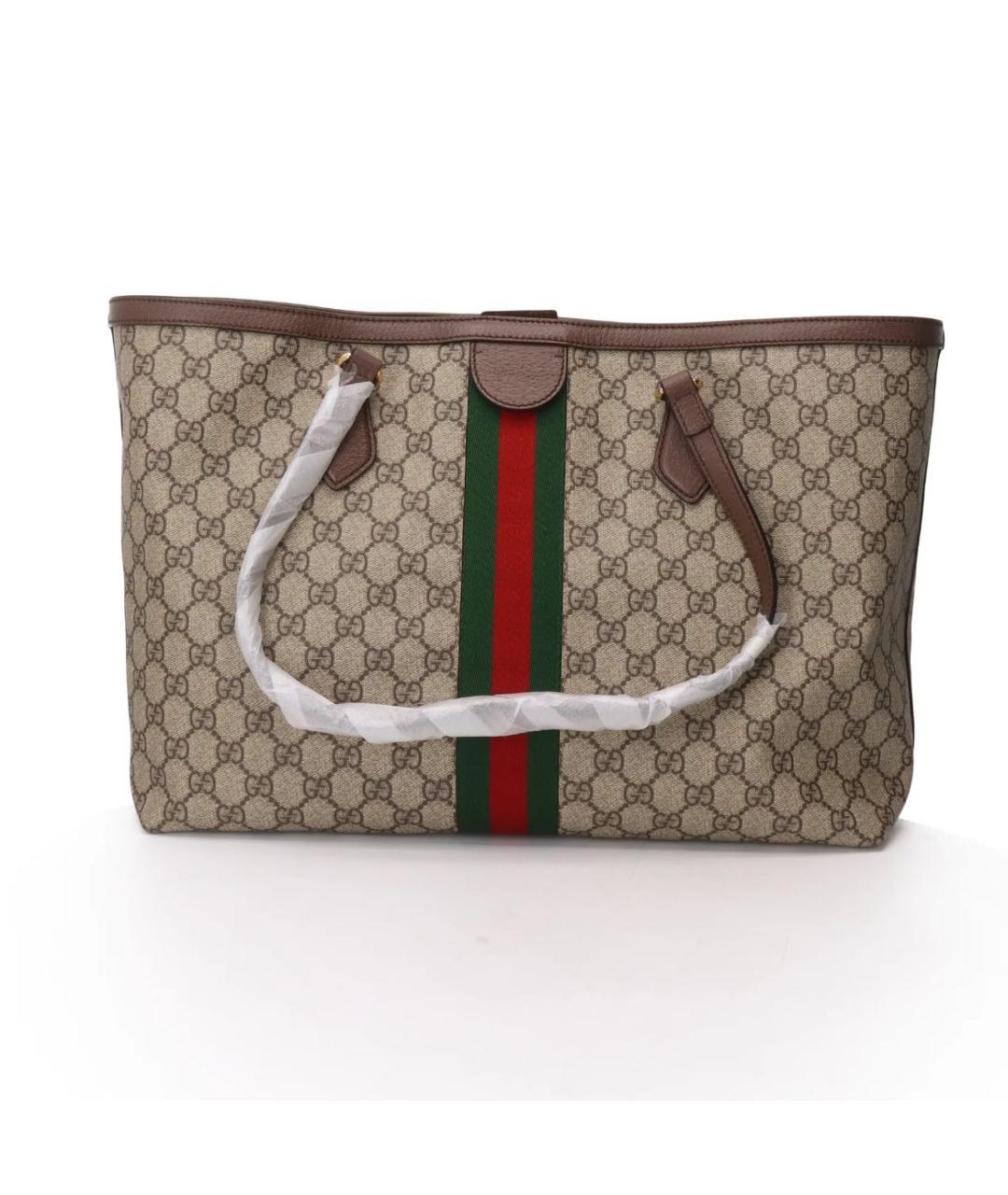 GUCCI Коричневая кожаная сумка тоут, фото 3