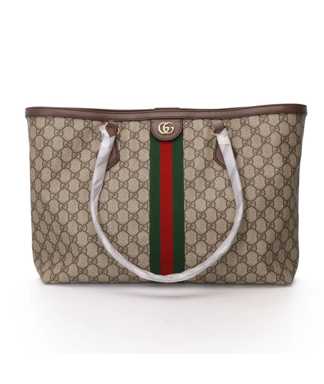 GUCCI Коричневая кожаная сумка тоут, фото 1