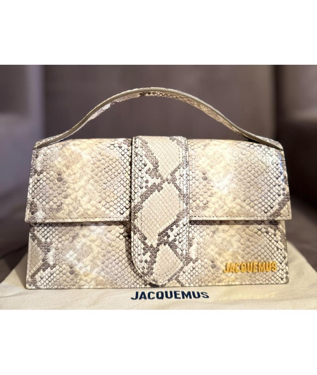 JACQUEMUS Бежевая кожаная сумка с короткими ручками, фото 9