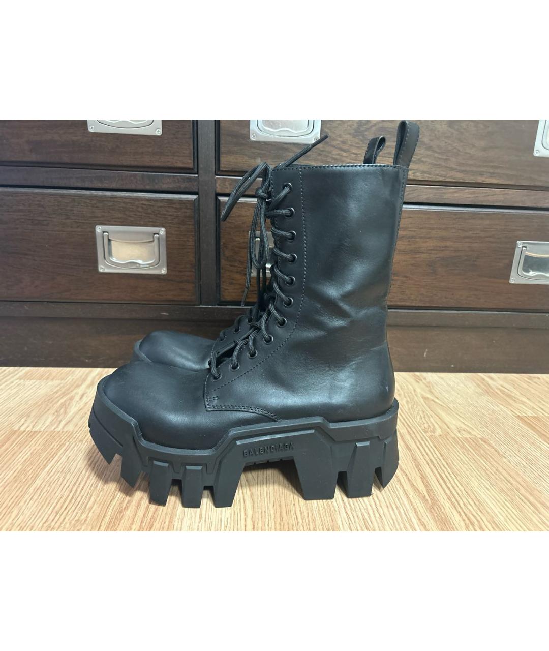 BALENCIAGA Черные кожаные ботинки, фото 7
