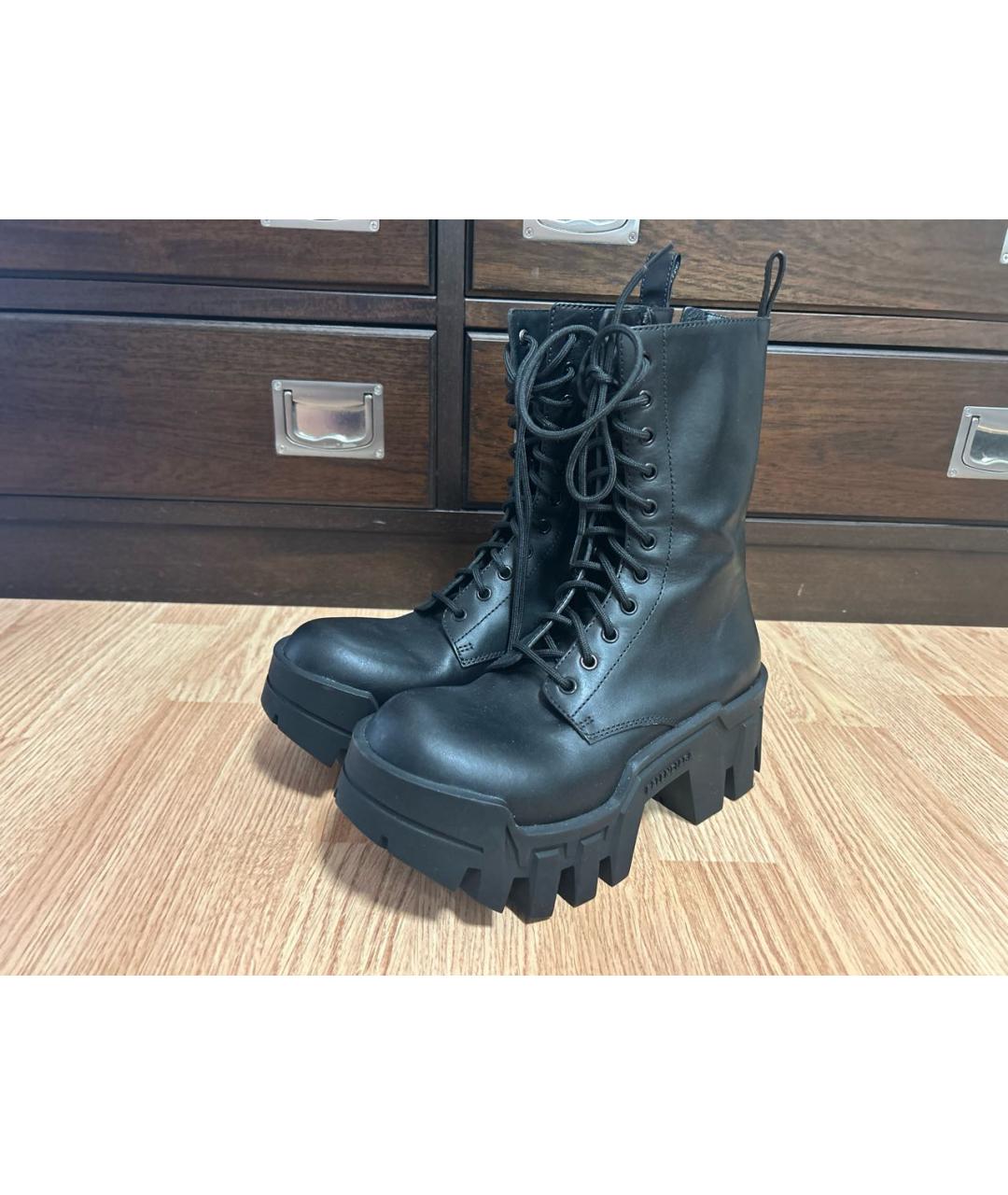 BALENCIAGA Черные кожаные ботинки, фото 2