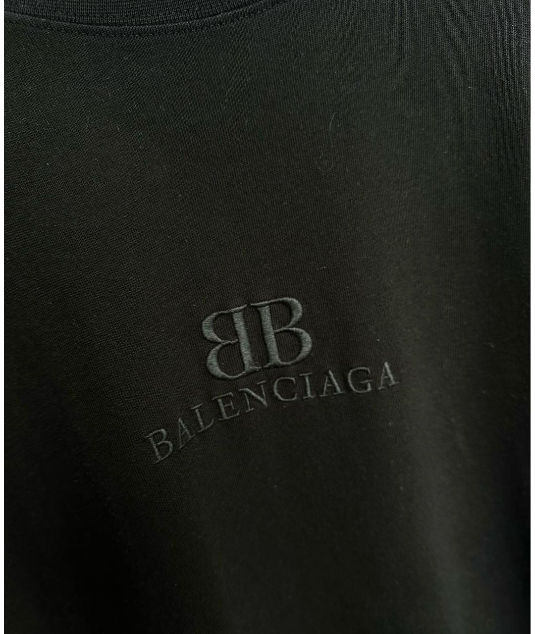 BALENCIAGA Черная хлопковая футболка, фото 4
