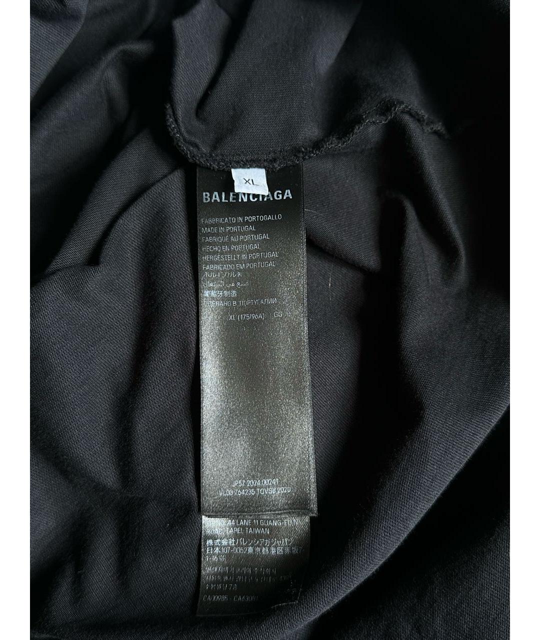 BALENCIAGA Черная хлопковая футболка, фото 6