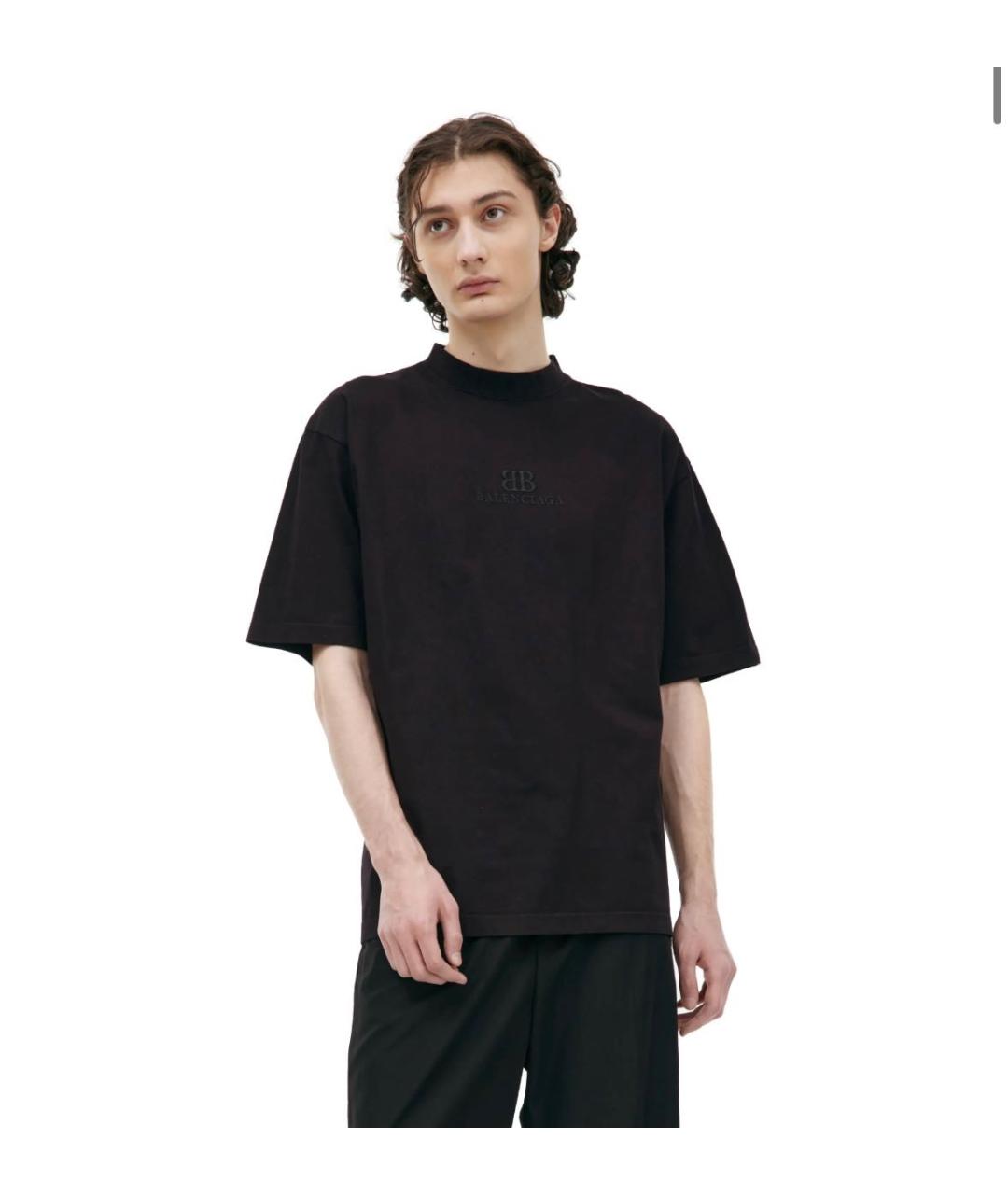 BALENCIAGA Черная хлопковая футболка, фото 3