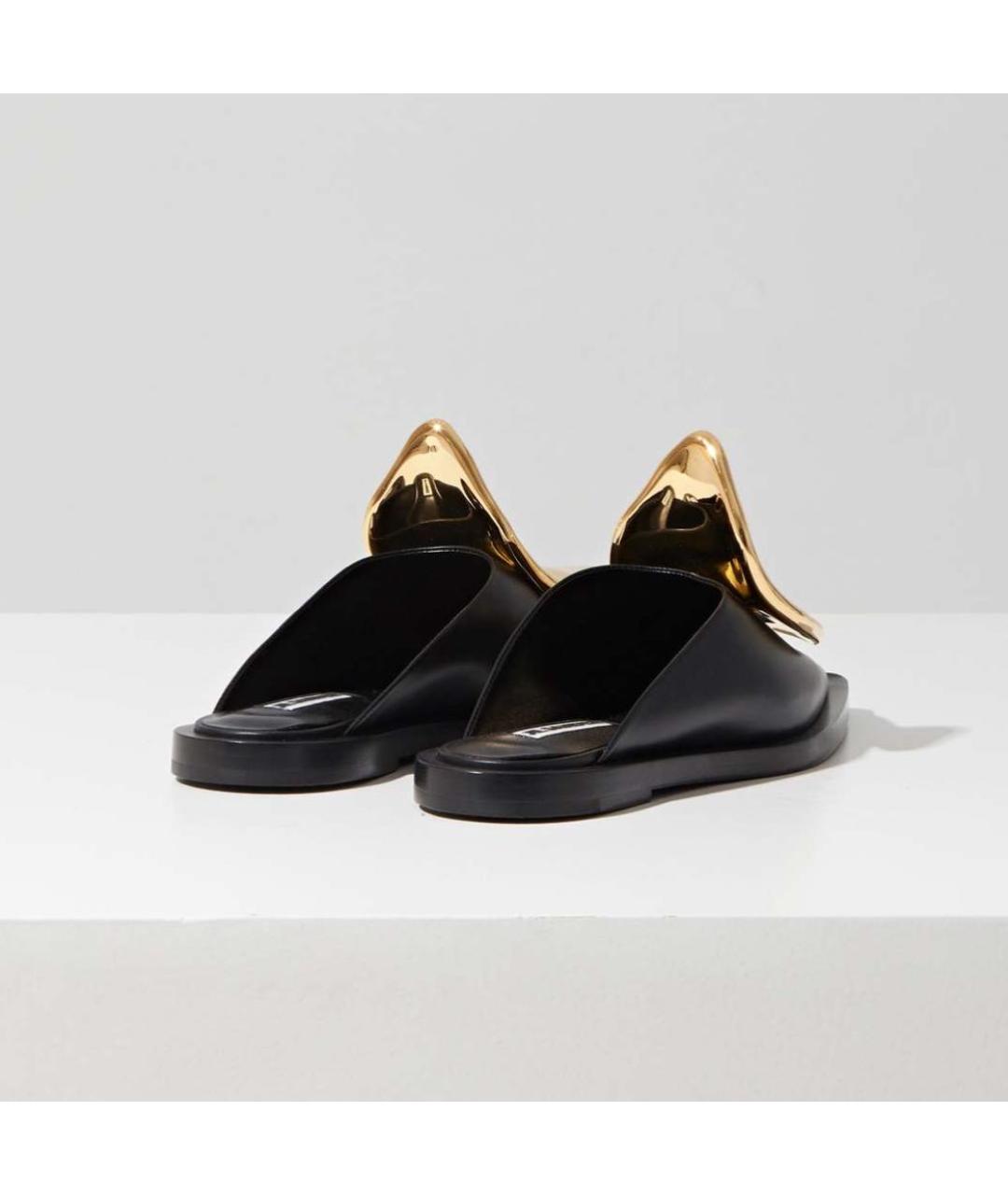 JIL SANDER Черные кожаные мюли, фото 3
