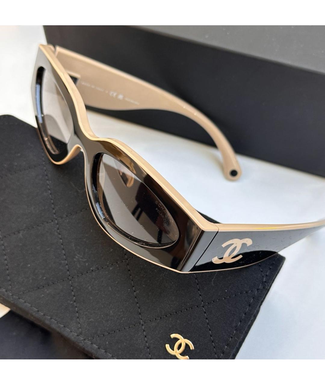 CHANEL Бежевые пластиковые солнцезащитные очки, фото 4