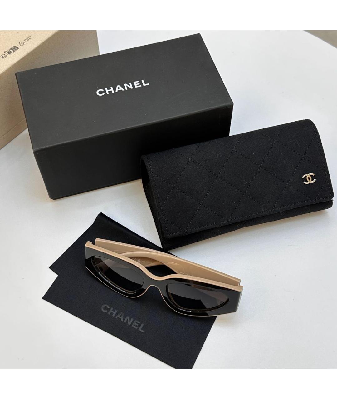 CHANEL Бежевые пластиковые солнцезащитные очки, фото 3
