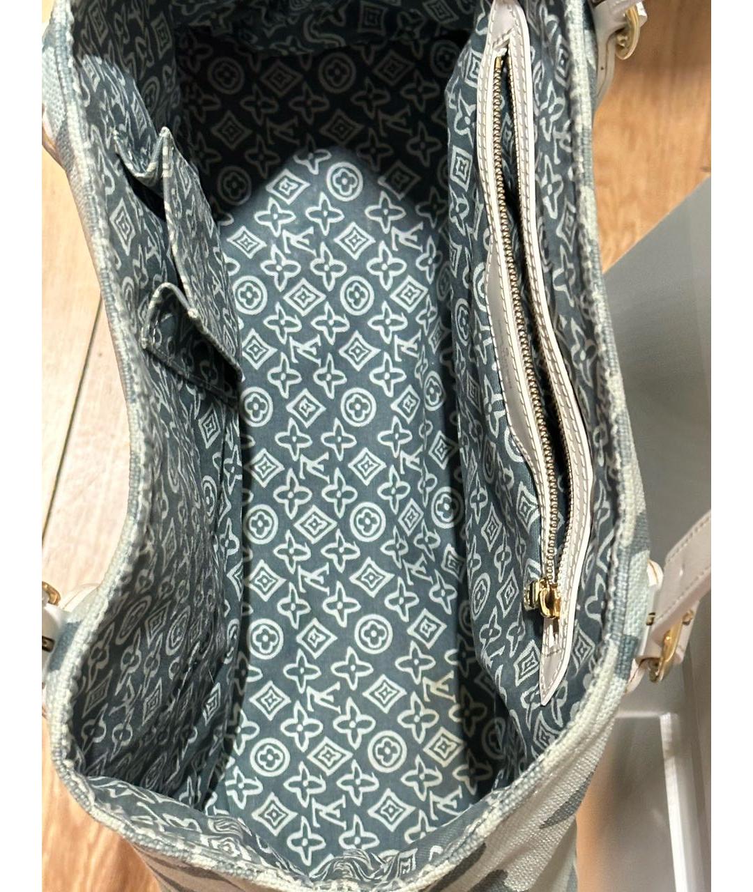 LOUIS VUITTON Голубая хлопковая сумка тоут, фото 4
