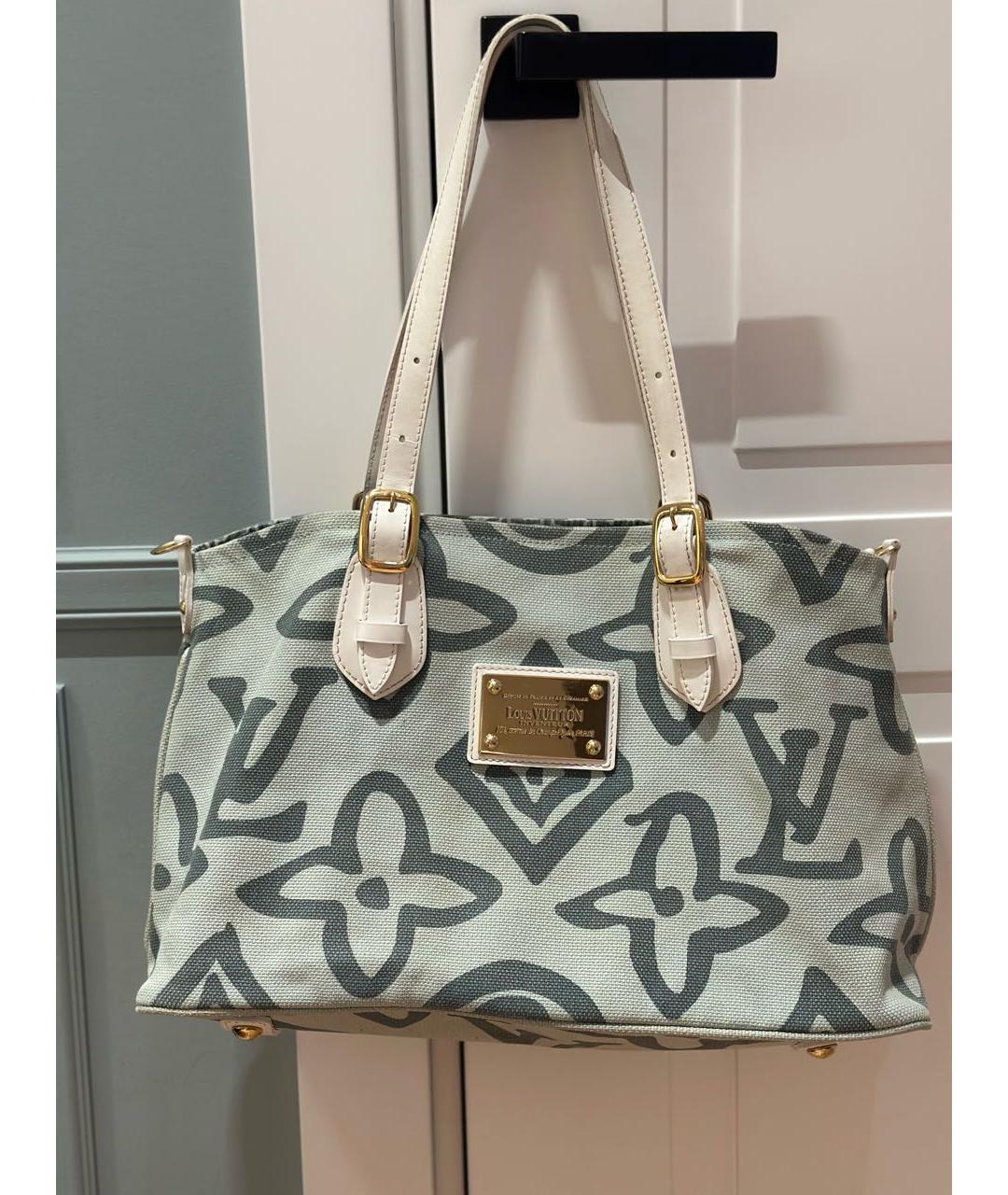 LOUIS VUITTON Голубая хлопковая сумка тоут, фото 9