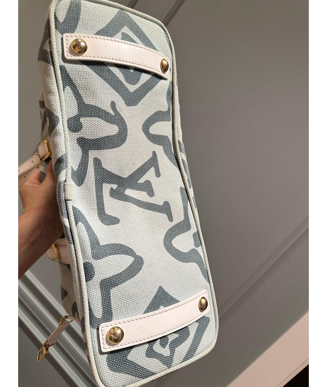 LOUIS VUITTON Голубая хлопковая сумка тоут, фото 6
