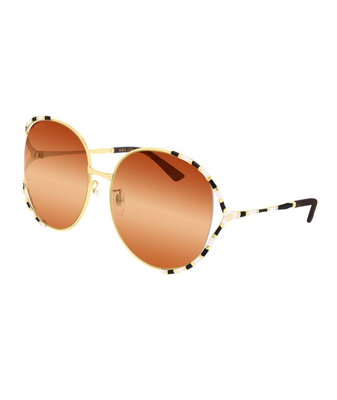 GUCCI Золотые металлические солнцезащитные очки, фото 3