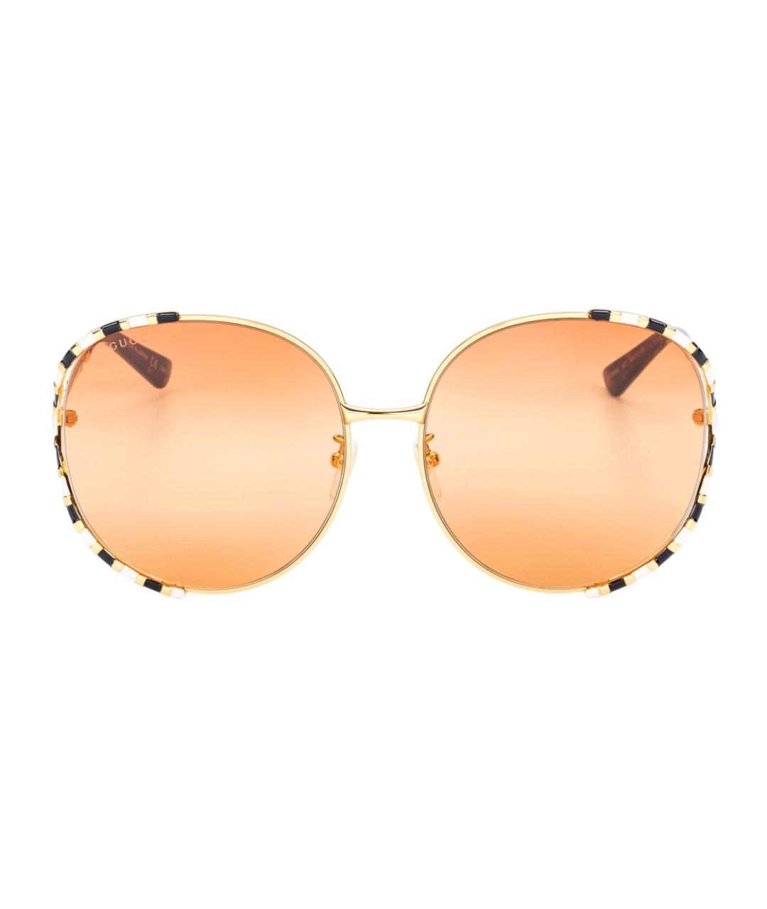 GUCCI Золотые металлические солнцезащитные очки, фото 2