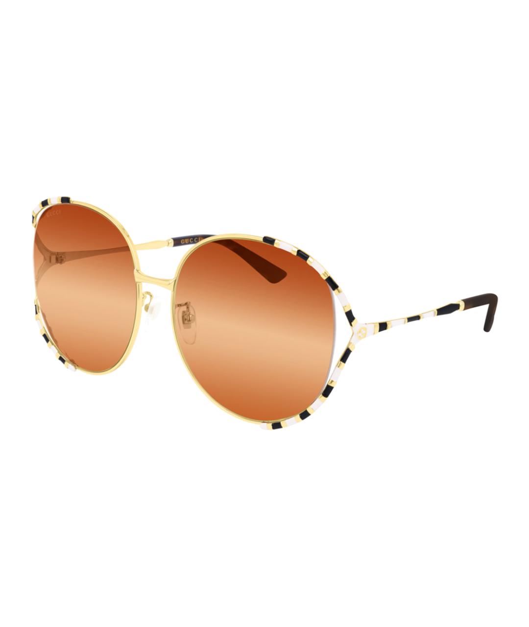GUCCI Золотые металлические солнцезащитные очки, фото 1