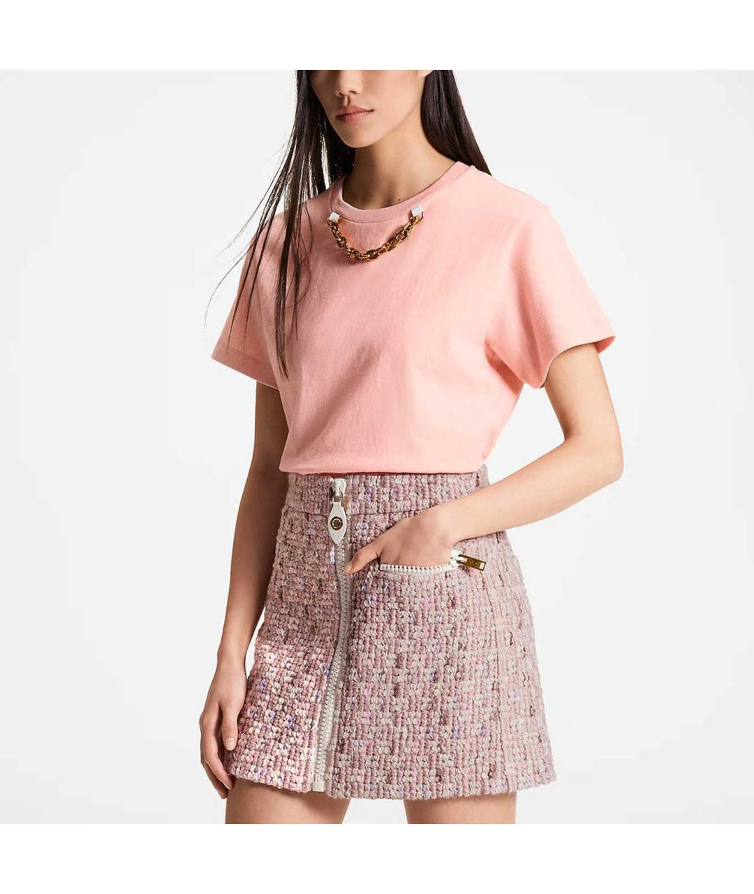 LOUIS VUITTON Розовая хлопковая футболка, фото 2