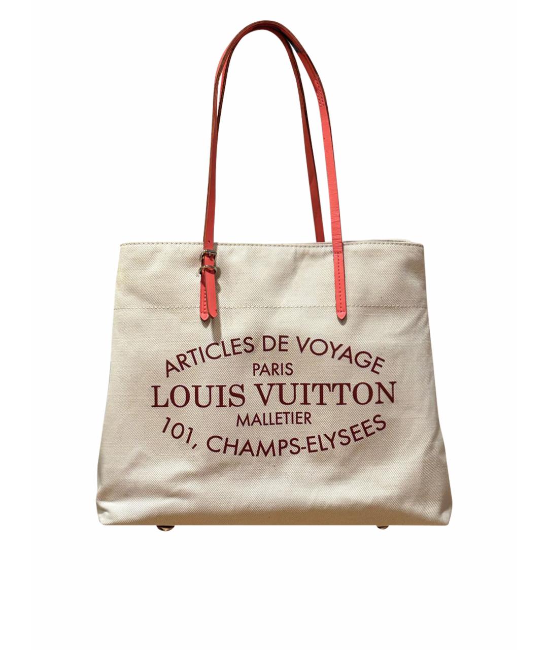 LOUIS VUITTON Бежевая тканевая сумка тоут, фото 1