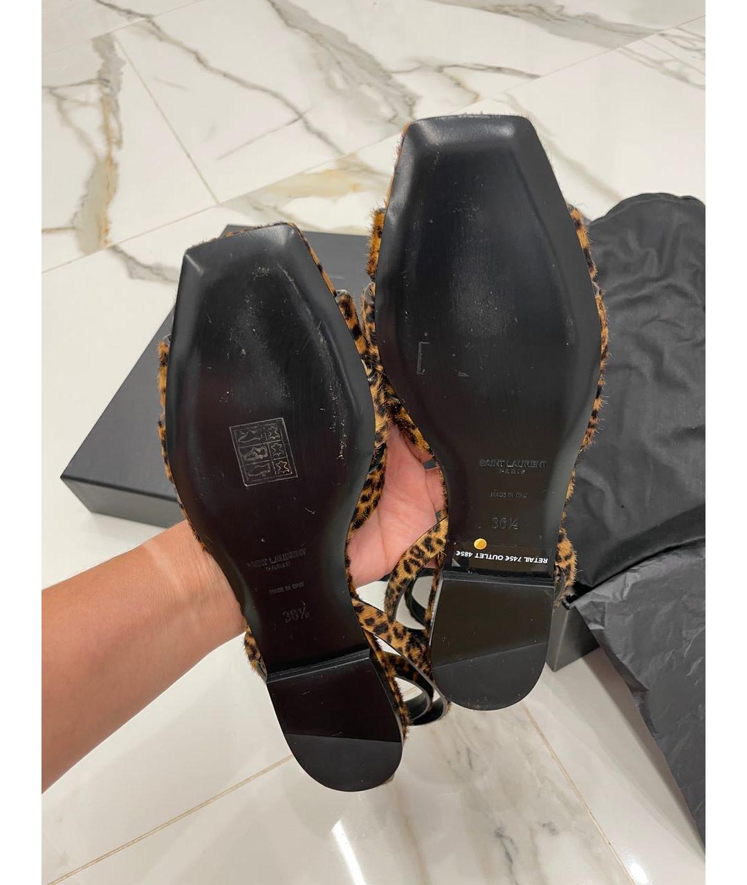 SAINT LAURENT Коричневые сандалии, фото 7