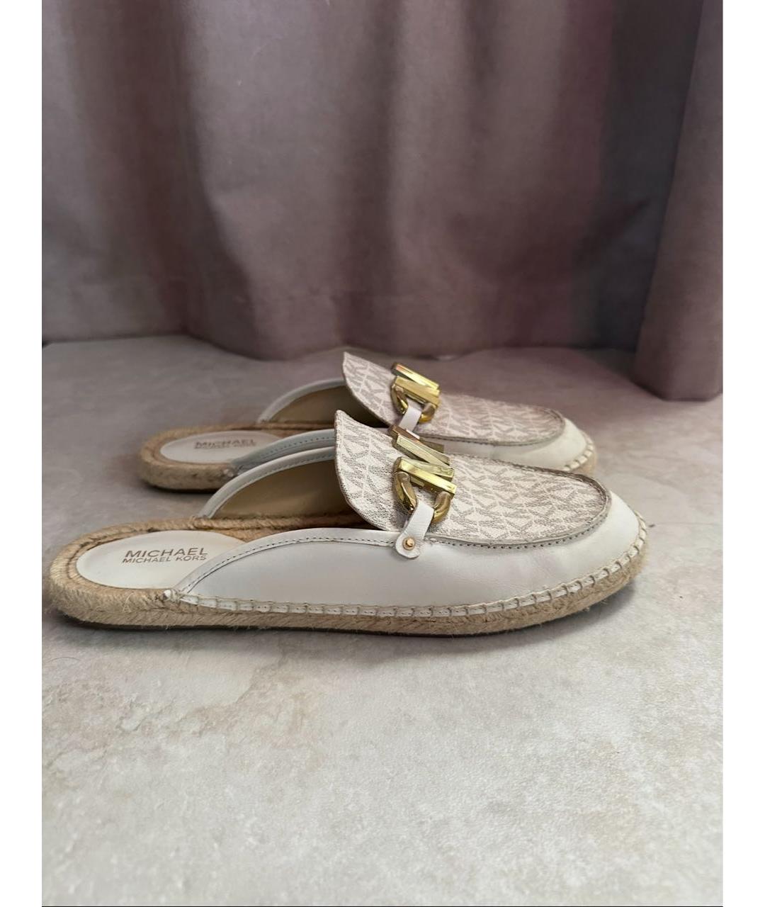 MICHAEL KORS Бежевые кожаные мюли, фото 4