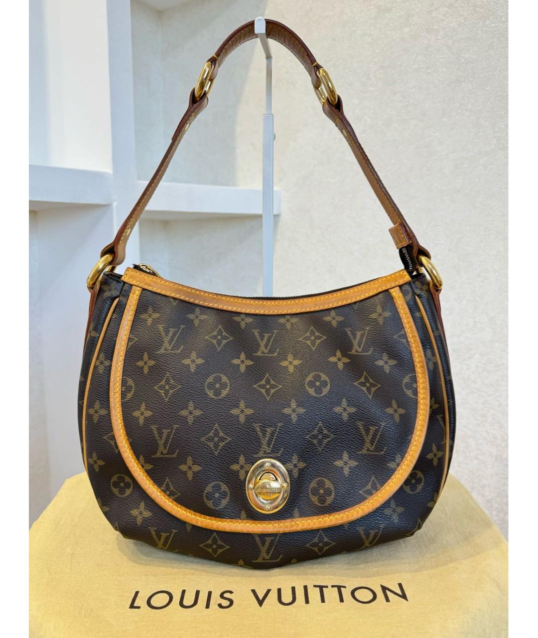 LOUIS VUITTON Коричневая кожаная сумка через плечо, фото 3
