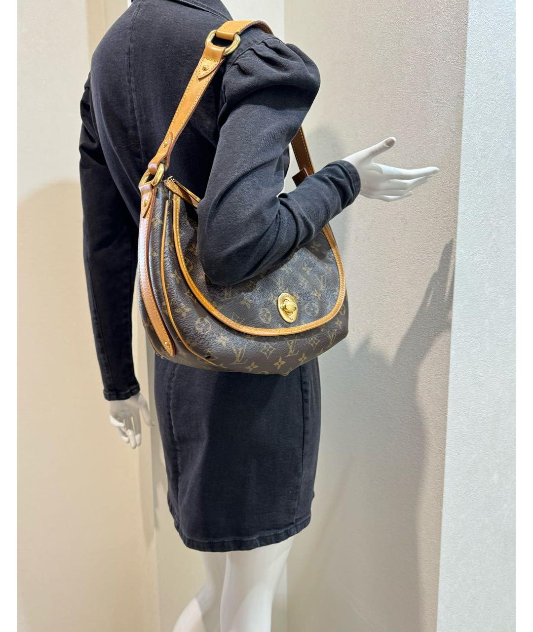 LOUIS VUITTON Коричневая кожаная сумка через плечо, фото 4