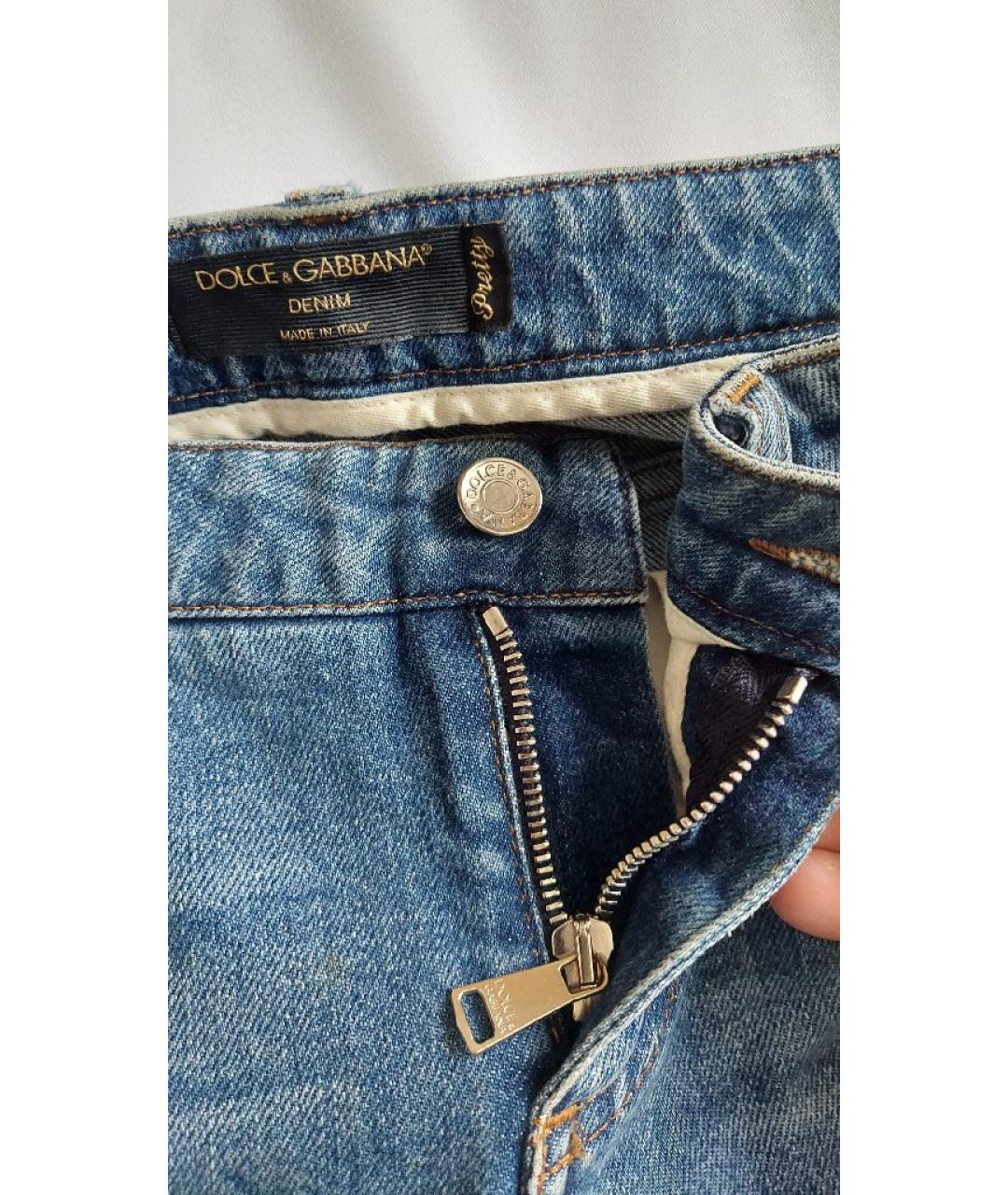 DOLCE&GABBANA Синие хлопковые прямые джинсы, фото 3