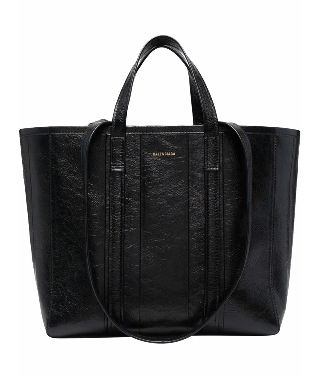 BALENCIAGA Черная сумка тоут из лакированной кожи, фото 1