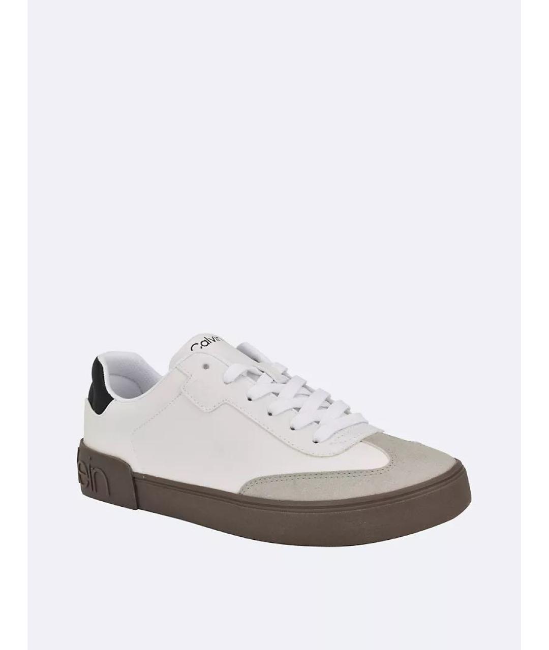 CALVIN KLEIN Белые низкие кроссовки / кеды из искусственной кожи, фото 2