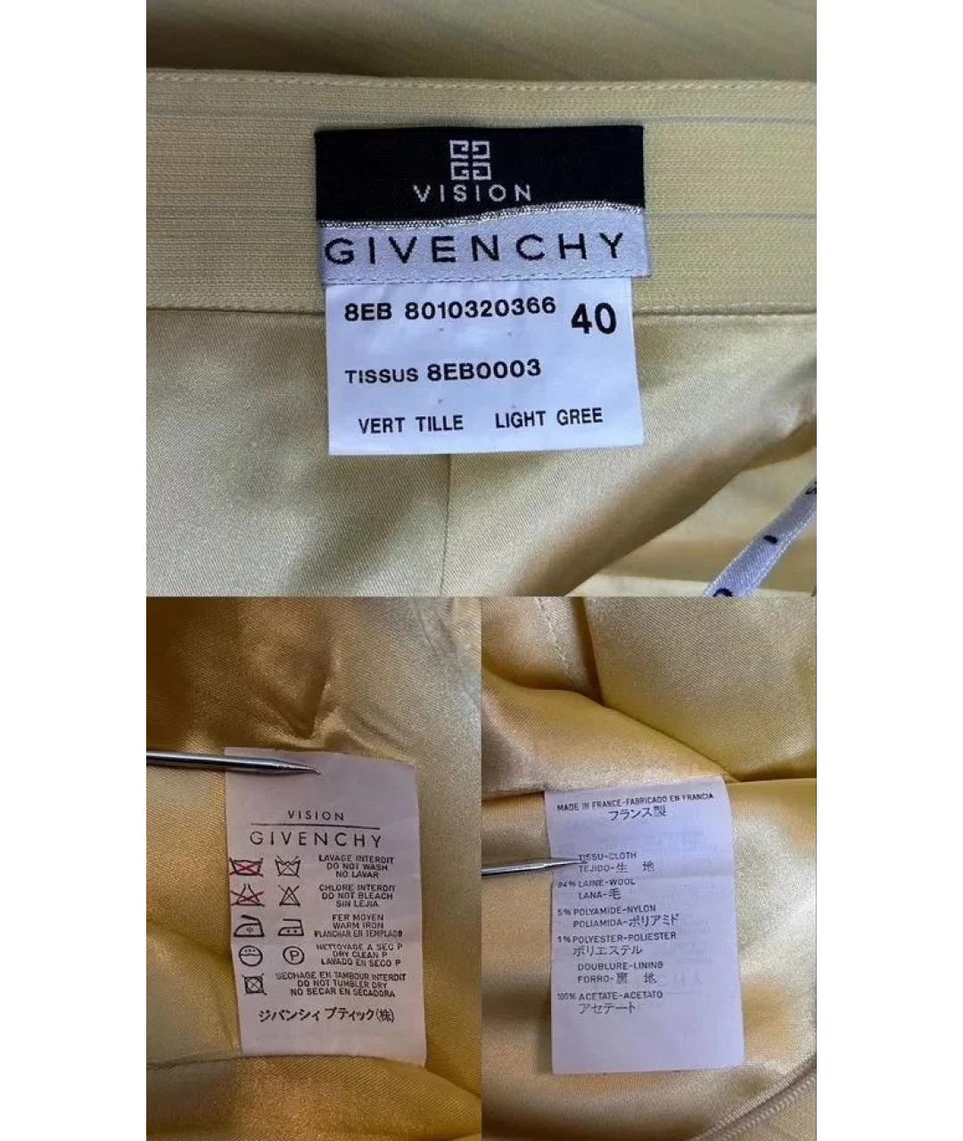 GIVENCHY Желтая шерстяная юбка миди, фото 6
