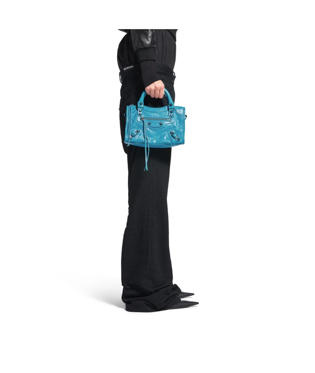 BALENCIAGA Синяя кожаная сумка через плечо, фото 6