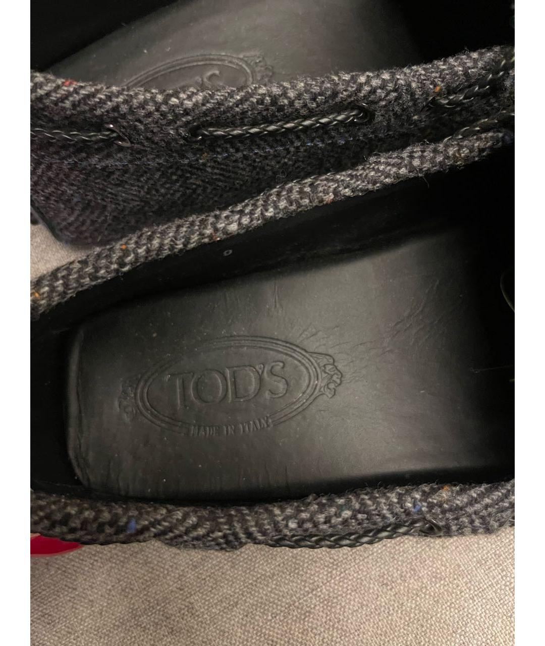 TOD'S Серые текстильные мокасины, фото 4