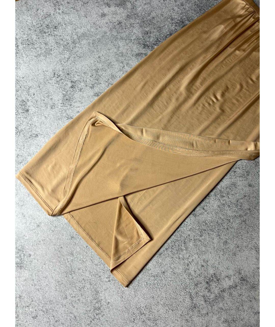 MM6 MAISON MARGIELA Золотая вискозная юбка макси, фото 5