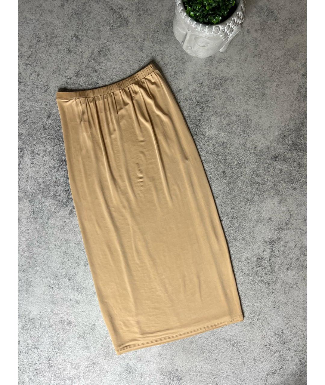 MM6 MAISON MARGIELA Золотая вискозная юбка макси, фото 9