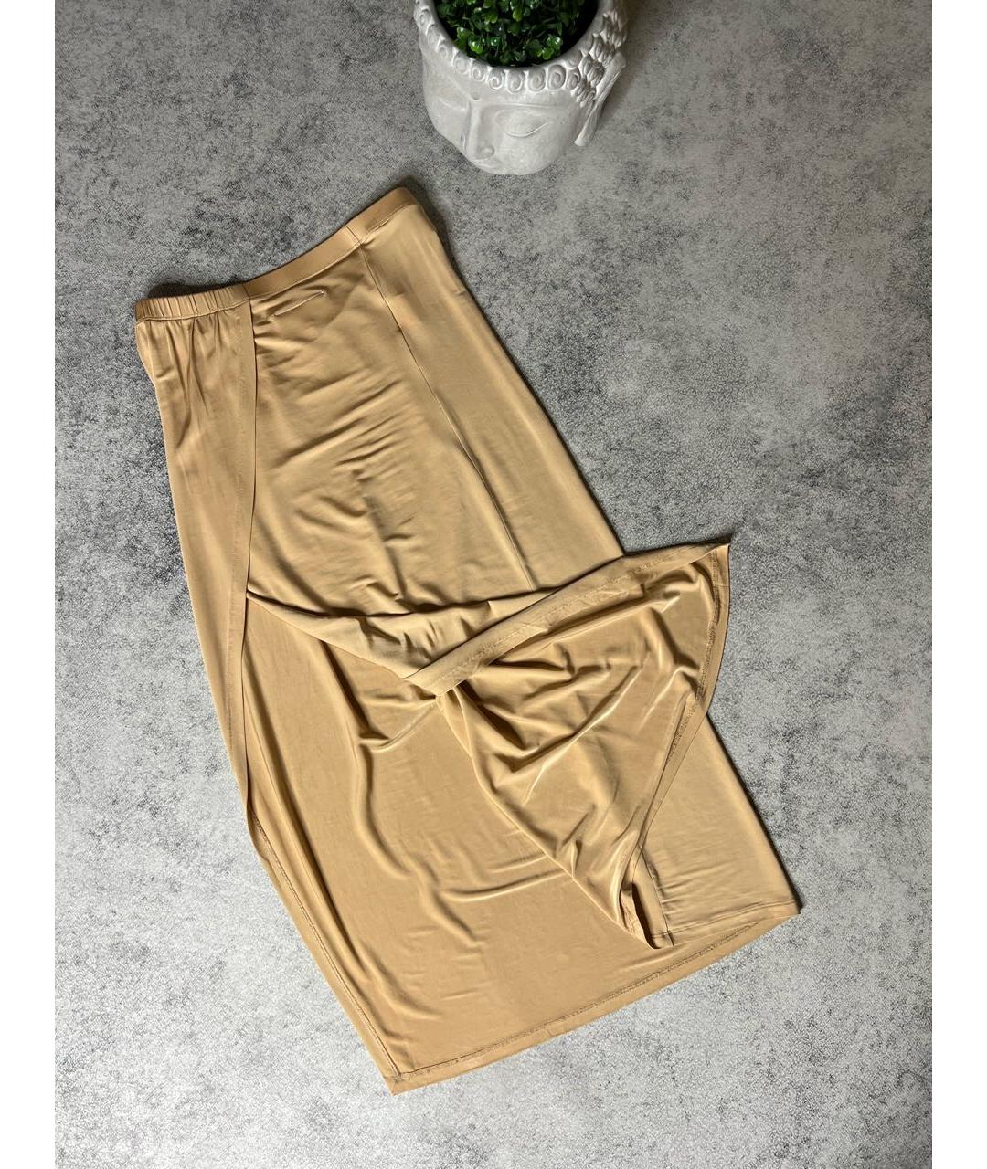MM6 MAISON MARGIELA Золотая вискозная юбка макси, фото 3