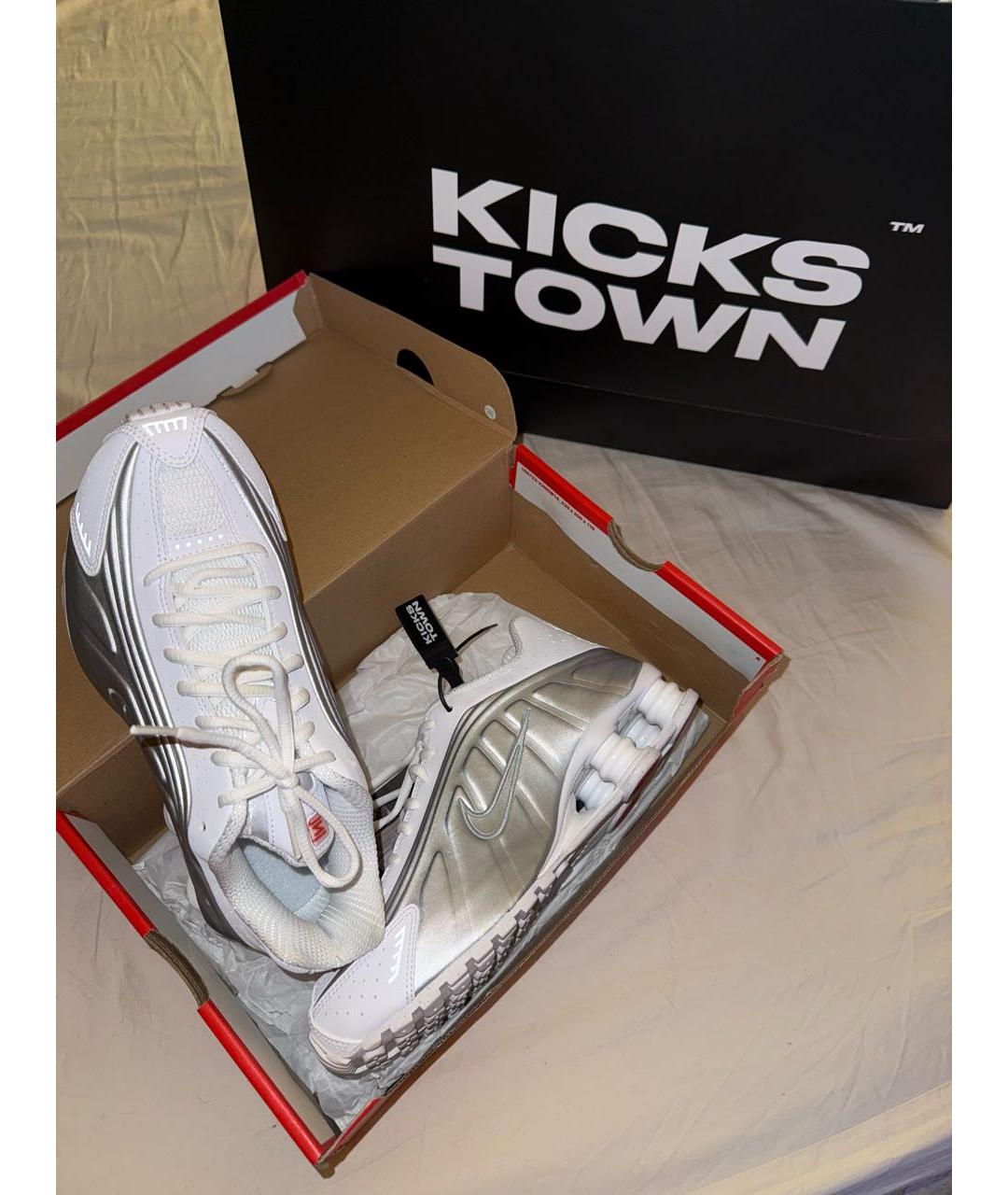NIKE Серебряные кожаные кроссовки, фото 2