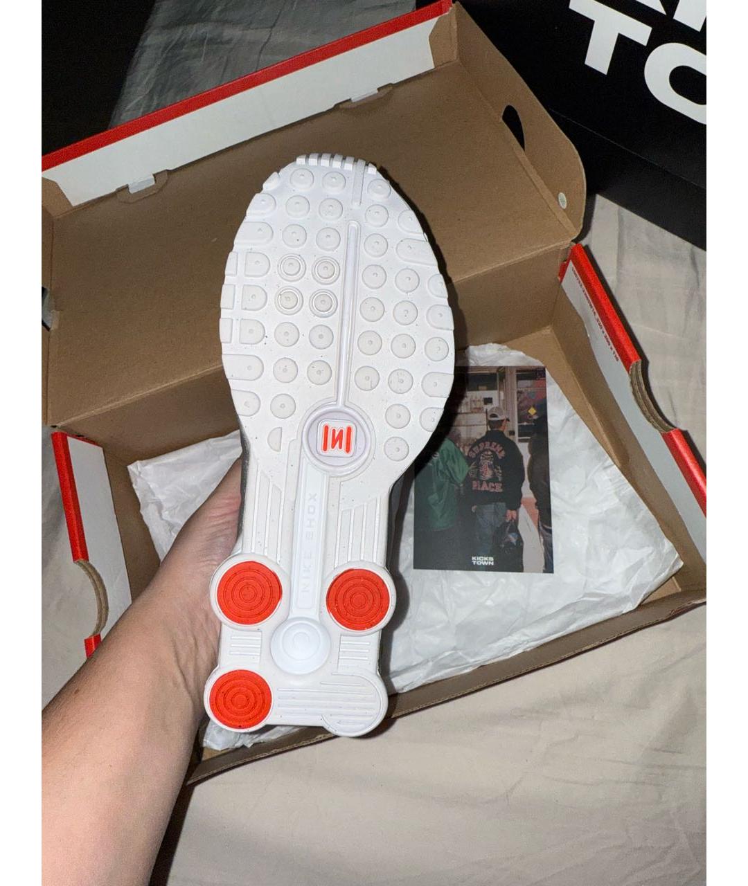 NIKE Серебряные кожаные кроссовки, фото 4
