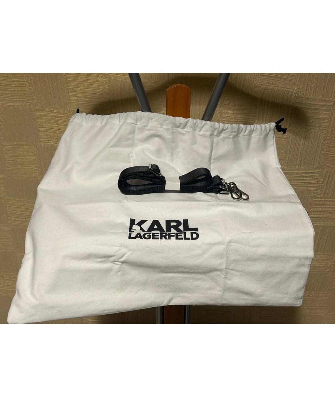 KARL LAGERFELD Черный кожаный портфель, фото 4