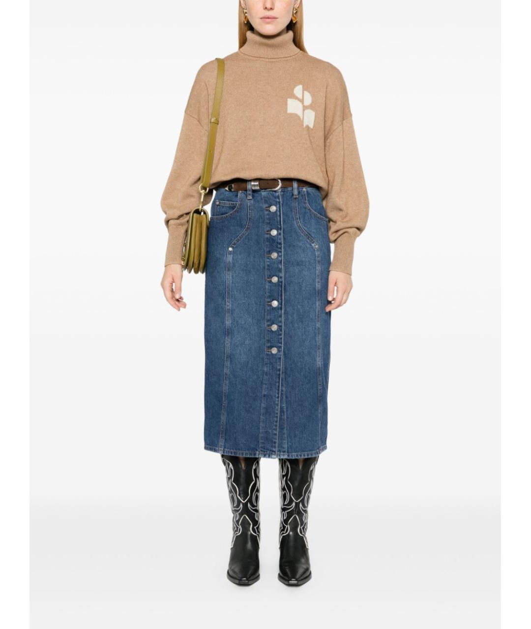 ISABEL MARANT Синяя хлопковая юбка миди, фото 2