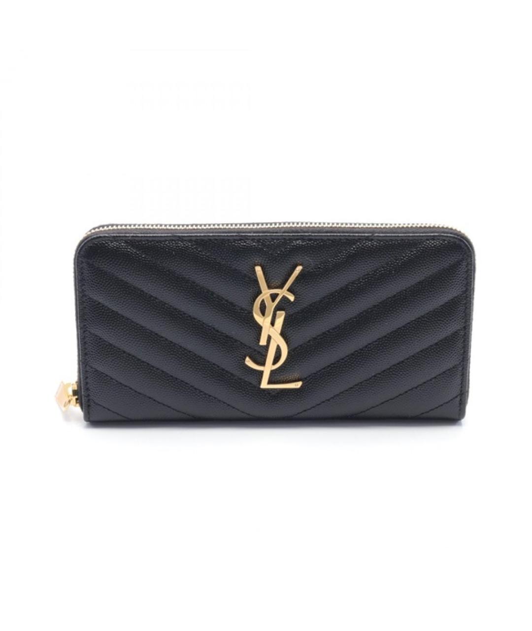 SAINT LAURENT Черный кожаный кошелек, фото 1