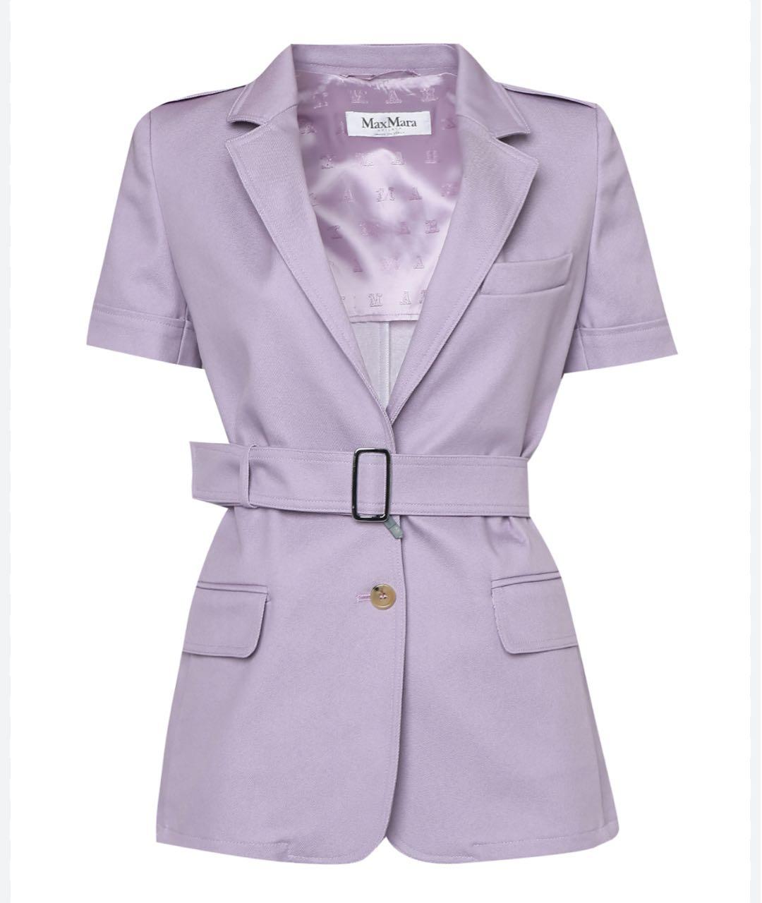 MAX MARA Фиолетовый хлопко-эластановый жакет/пиджак, фото 6