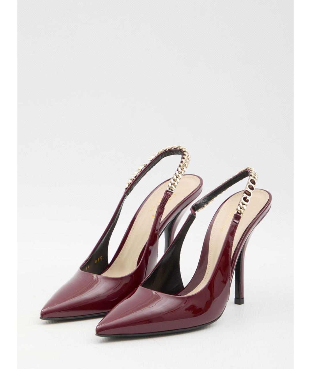 GUCCI Бордовые туфли из лакированной кожи, фото 2