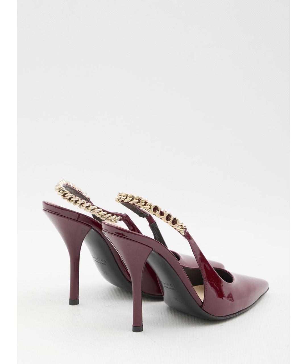 GUCCI Бордовые туфли из лакированной кожи, фото 3