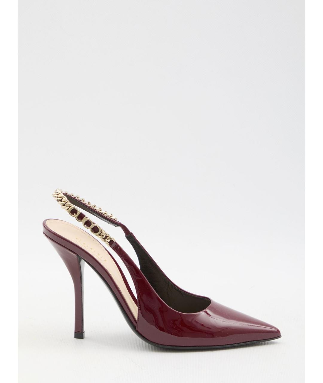 GUCCI Бордовые туфли из лакированной кожи, фото 5