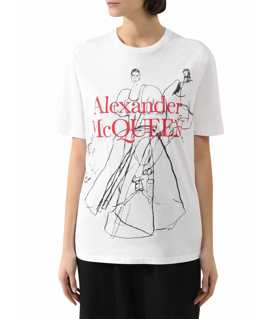 ALEXANDER MCQUEEN Белая хлопковая футболка, фото 6