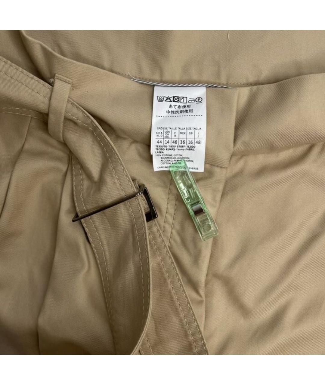 MAX MARA Бежевые хлопковые прямые брюки, фото 3